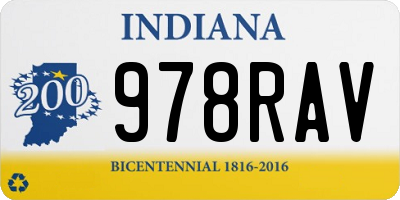 IN license plate 978RAV