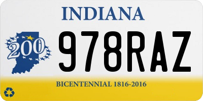 IN license plate 978RAZ