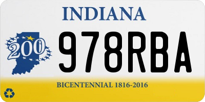 IN license plate 978RBA