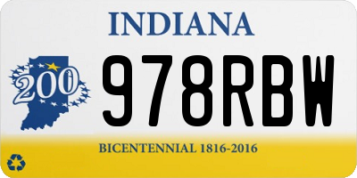 IN license plate 978RBW