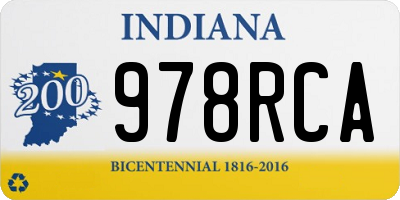 IN license plate 978RCA