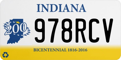 IN license plate 978RCV