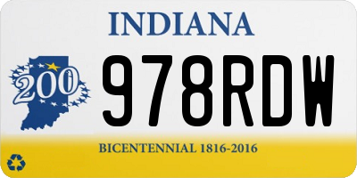 IN license plate 978RDW