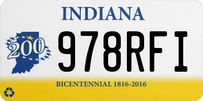IN license plate 978RFI