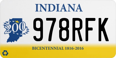 IN license plate 978RFK