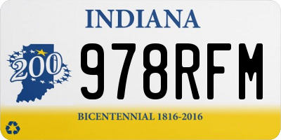 IN license plate 978RFM