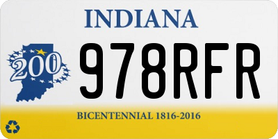 IN license plate 978RFR