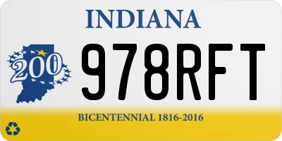 IN license plate 978RFT