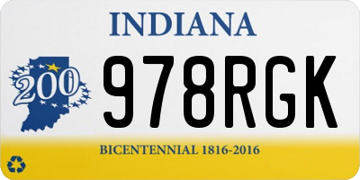 IN license plate 978RGK