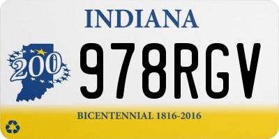 IN license plate 978RGV