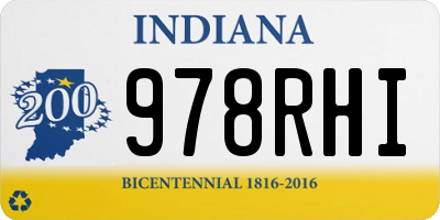 IN license plate 978RHI