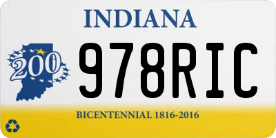 IN license plate 978RIC