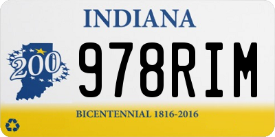IN license plate 978RIM