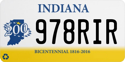 IN license plate 978RIR