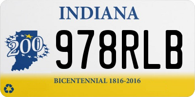 IN license plate 978RLB