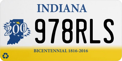 IN license plate 978RLS