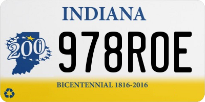 IN license plate 978ROE