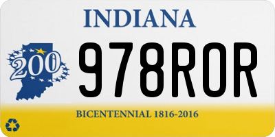 IN license plate 978ROR