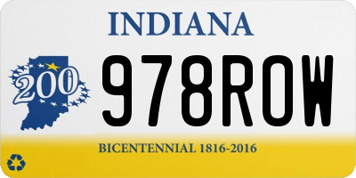 IN license plate 978ROW