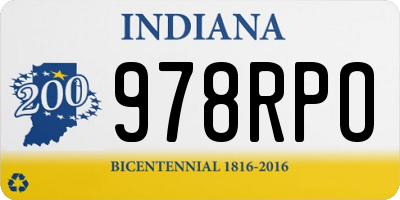 IN license plate 978RPO