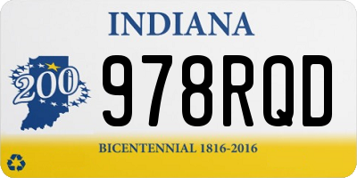 IN license plate 978RQD