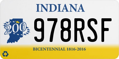 IN license plate 978RSF