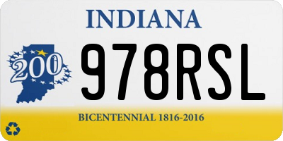 IN license plate 978RSL