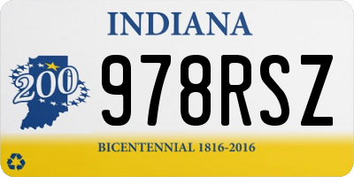 IN license plate 978RSZ