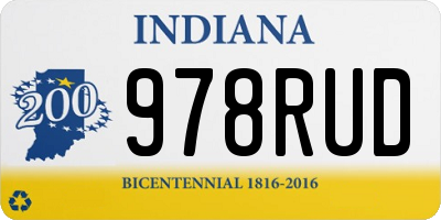 IN license plate 978RUD