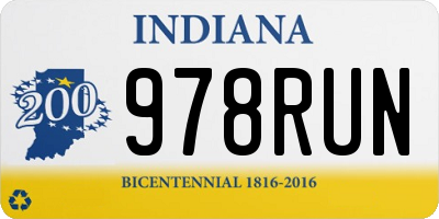 IN license plate 978RUN