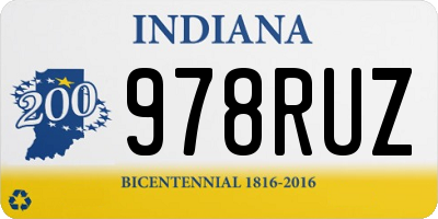 IN license plate 978RUZ