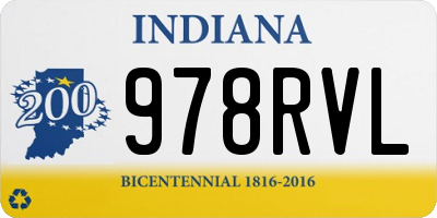 IN license plate 978RVL