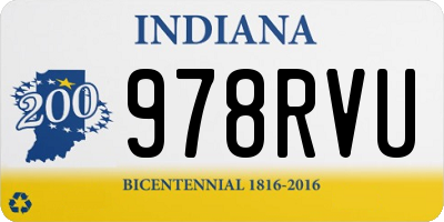IN license plate 978RVU