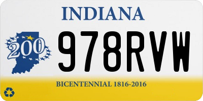 IN license plate 978RVW