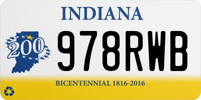 IN license plate 978RWB