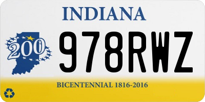 IN license plate 978RWZ