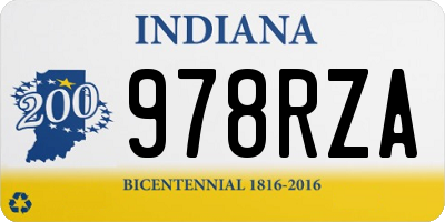 IN license plate 978RZA