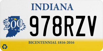 IN license plate 978RZV