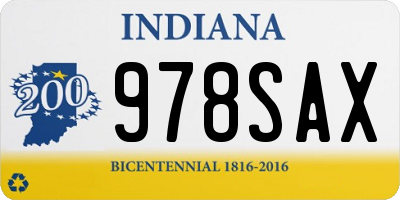 IN license plate 978SAX