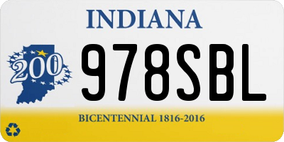 IN license plate 978SBL