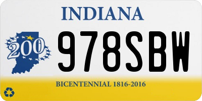IN license plate 978SBW