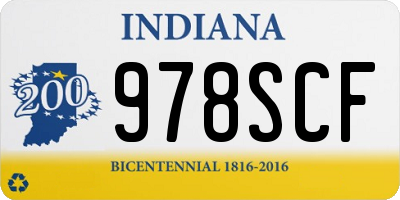 IN license plate 978SCF