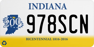IN license plate 978SCN