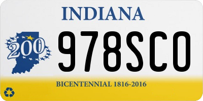IN license plate 978SCO