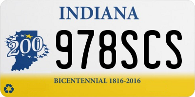 IN license plate 978SCS