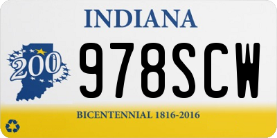 IN license plate 978SCW