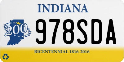 IN license plate 978SDA