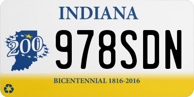 IN license plate 978SDN