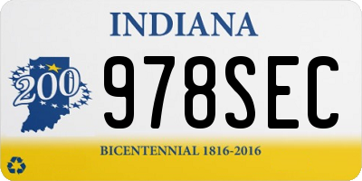 IN license plate 978SEC
