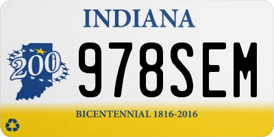 IN license plate 978SEM